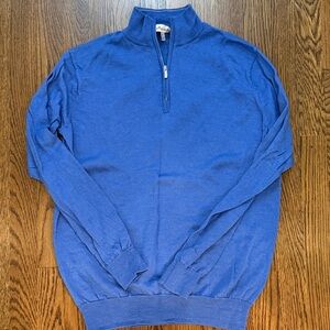 Peter Millar Royal Blue Zip-Up Sweater- Merino Wool